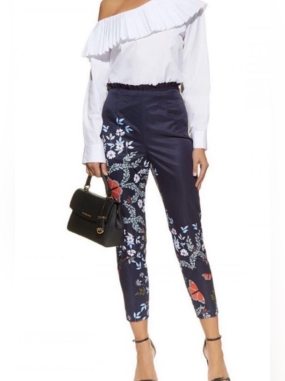 Ted Baker Leonna Floral Ankle Pants in Blue & White Size 1 NWT